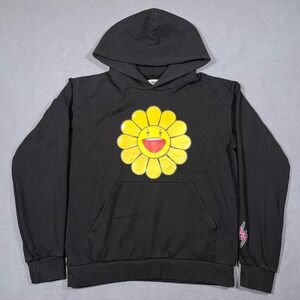 J Balvin x Takashi Murakami Flower Hoodie Medium Black Yellow Amarillo USA